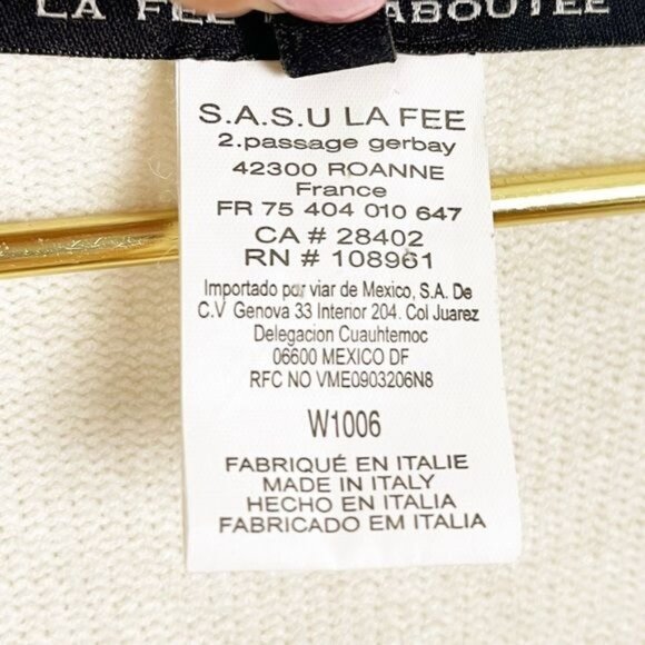 LA FEE MARABOUTEE Angora blend ivory Vneck sweater cardigan front button medium - Picture 6 of 10